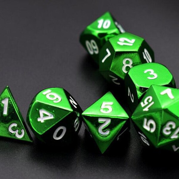 Green Dungeons and Dragons dice-Metal Dice Set-DnD dice-Heavy d&d dice-Polyhedral dice set-rpg Dice-Set of Dice