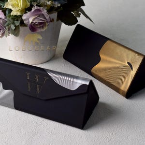 Étui à lunettes de soleil gravé personnalisé-étui à lunettes pliable-protecteur de lunettes personnalisé-fermeture magnétique-lunettes de soleil cadeaux garçons d'honneur et demoiselle d'honneur