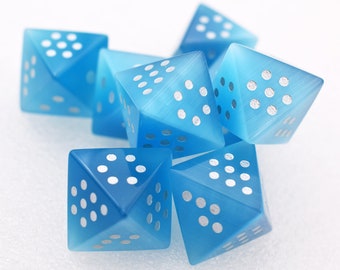Dados D8 (ocho caras) - Dados D8 - Dungeons and Dragons - Dados con piedras preciosas grabadas para DnD y juegos de mesa / Juego de dados Yahtzee / Regalo para jugadores de mesa