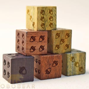 Nature Dice-Acorn D6-Wooden Pips D6 Dice-Acorn DnD Dice-16mm Acorn D6-DnD D and D Dice-Engraved D6 Dice-Perfect for TTRPGs and Betting games