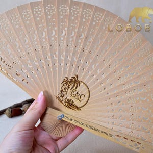 Rustic Wooden Fan Bulk-Personalized Wedding Fans Favors-Custom Hand Fan for Guest-Wood Folding Fans-Beach Wedding Favors-Baby Shower Favors