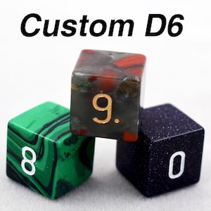 Custom D6 Dice-Add your Logo-Polyhedral Gemstone Dice-Engraved Dice Set-Dungeons and Dragons Dice Set-dnd dice-Stone Dice Set-D&D dice