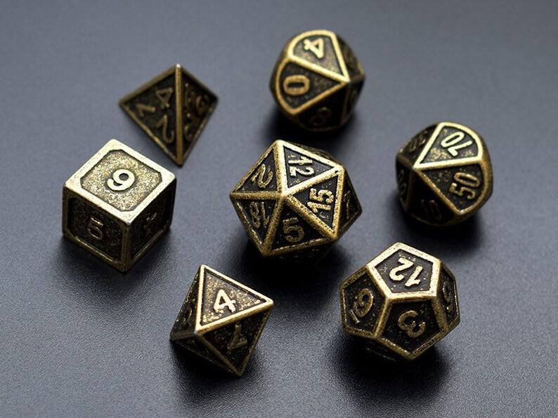 Antique Brass Dice Set for Dungeons and Dragonsdnd Dice Etsy