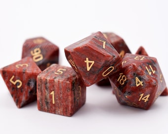 Natural Gemstone Dice-Engraved Dice-Polyhedral Gemstone Dice Set-Stone RPG Dice Set-Dungeons and Dragons Dice-Gem dice-Christmas Gift