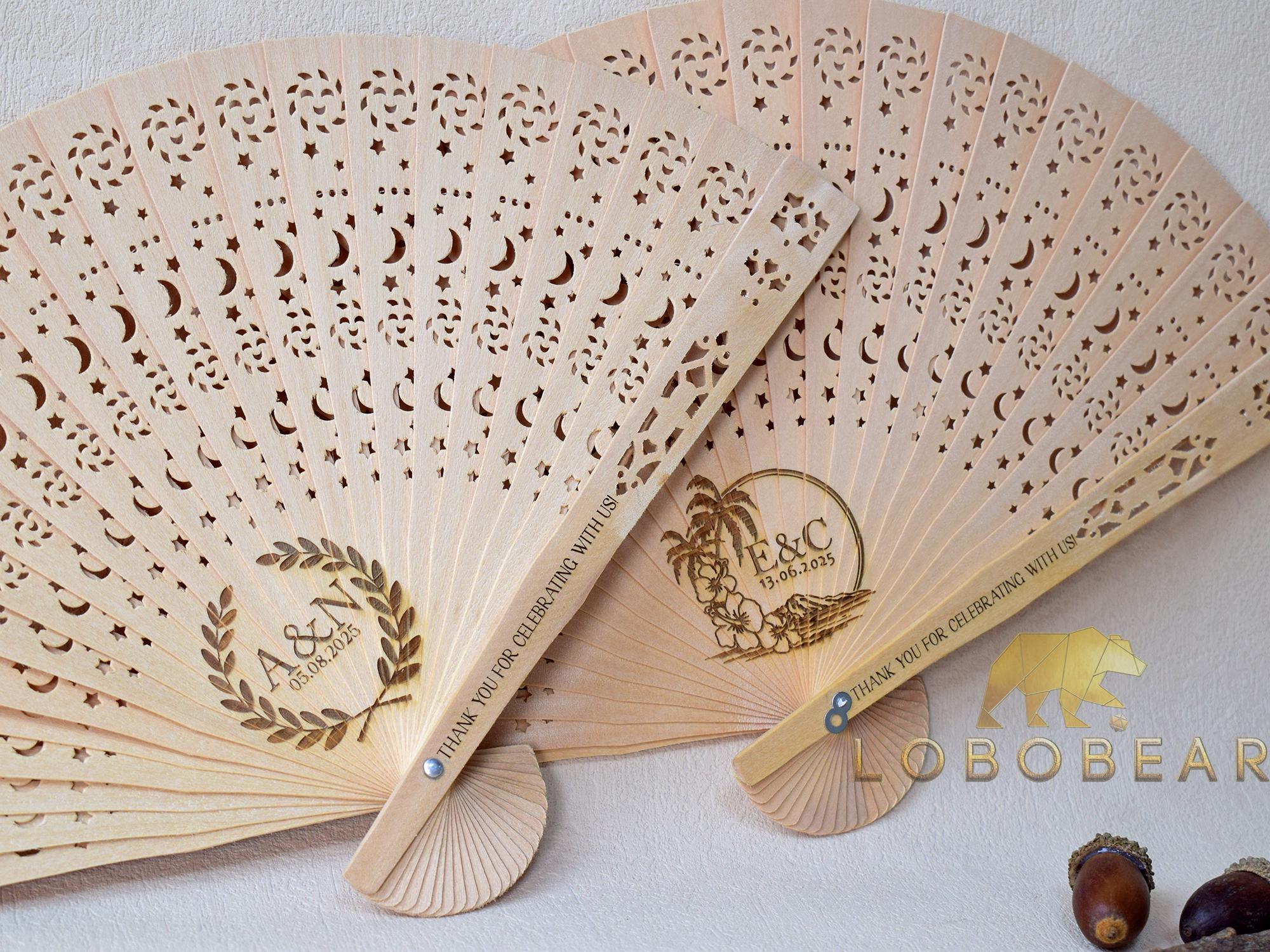 Customised Traditional Fan Rustic Wooden Fan Bulk-personalized Wedding Fans Favors-custom Hand Fan ...