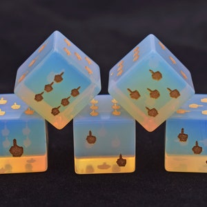 DnD D and D D6 Dice Set-Middle Finger Pips D6s-6 side dice-Engraved Gemstone D6 Dice-dungeons and dragons D6 Dice-RPG Game Yahtzee Dice Game