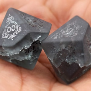 Raised Lightning Glass DnD D and D Dice Set-Dungeons & Dragons D20-Celtic Knot Themed-Blast Glass Polyhedral Dice Set-Cracked Glass Dice