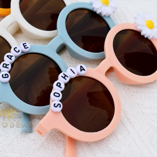 Personalized Name Sunglasses-Custom Kids Sunglasses-Floral Daisy Girls-Toddler Sunglasses with Name-Sunglasses for Beach-Kids Party Favors