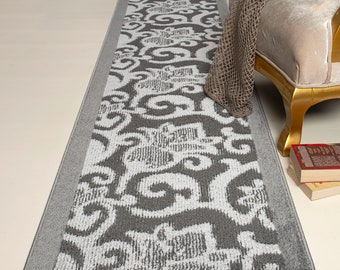 Custom length Non-Slip Runner Rug Mat for Bathroom Kitchen Bed Room Hallway, 31 Inch Wide X Your Choice of Length, Grey