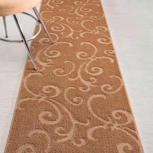 Custom length Non-Slip Runner Rug Mat for Bathroom Kitchen Bed Room Hallway, 26 Inch Wide X Your Choice of Length, Brownish Beige Color