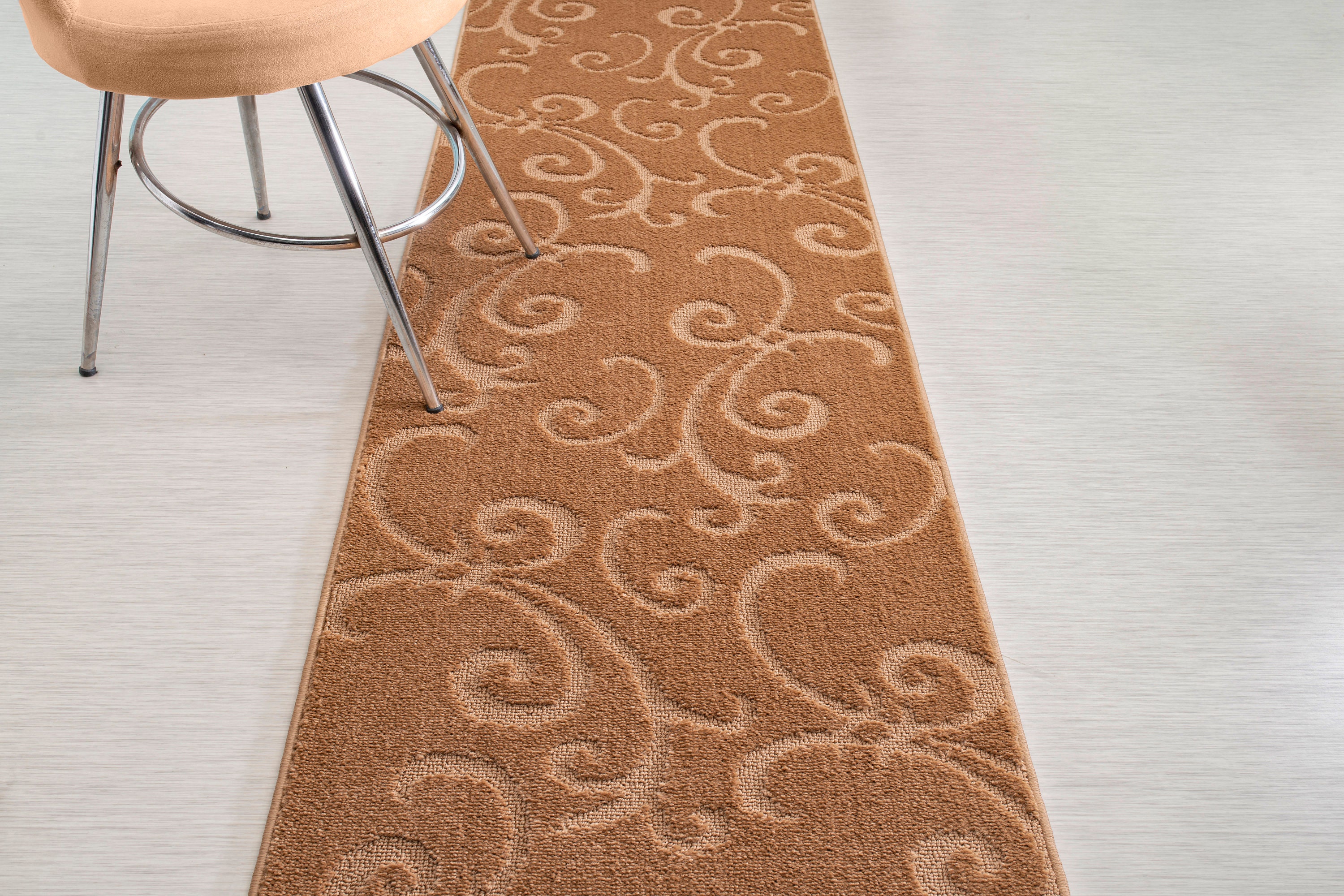 Custom length Non-Slip Runner Rug Mat for Bathroom Kitchen Bed Room Hallway, 26 Inch Wide X Your Choice of Length, Brownish Beige Color