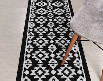 Custom Length Southwestern Runner Rug: Non-Slip Washable Hallway Rug
