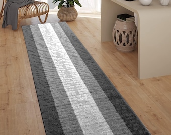 Non-Slip, Gray,  Washable Carpet Runner Rug with Rubber Backing, Custom Length Floor Mat for Kitchen Hallway Stairs Bedroom Bathroom Entry