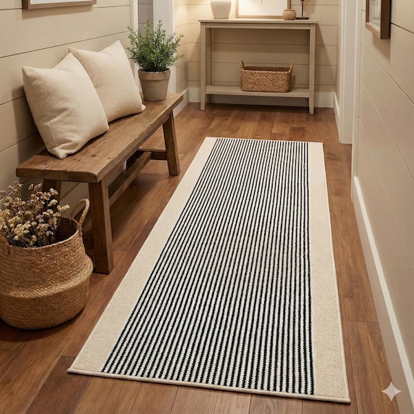 Non Slip - Beige - Washable Carpet Runner Rug with Rubber Backing, Custom Length Floor Mat for Kitchen Hallway Stairs Bedroom Bathroom Entry