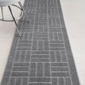 Non Skid, Washable, Carpet Runner Rug Mat for Entry Hallway Kitchen Laundry, 26 Inch Wide X Your Choice of Length, Grey