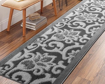 Non Slip Washable Grey Hallway Carpet Runner Rug for Kitchen, Bedroom, Bathroom, Entryway, Stairs ! 26 Inch Wide X Custom length