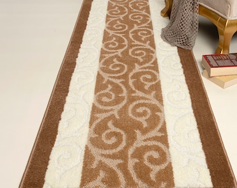 Custom length Non-Slip Runner Rug Mat for Bathroom Kitchen Bed Room Hallway, 26 Inch Wide X Your Choice of Length, Beige