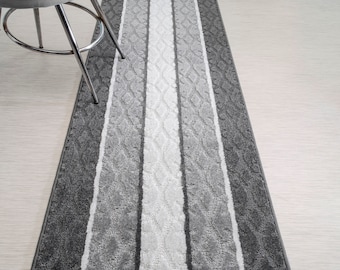 Custom Length Hallway Runner Rug, Slip Resistant, 26 Inch Wide X Your Choice of Length, Sold and Priced Per Foot, Anthracite Grey