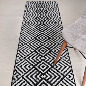 Rubber Backed Runner Rug, 22 x 84 inch, Solid Black, Non Slip, Kitchen Rugs  and Mats