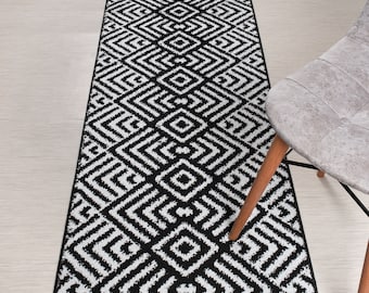 Custom Length Chevron Runner Rug: Non-Slip Washable Hallway Rug