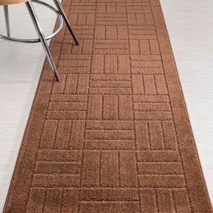 Non Skid, Washable, Custom Cut Carpet Runner Rug, 26 Inch Wide X Your Choice of Length, Sold and Priced Per Foot, Brown