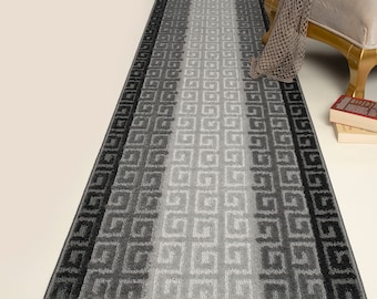 Custom length Non-Slip Runner Rug Mat for Bathroom Kitchen Bed Room Hallway, 26 Inch Wide X Your Choice of Length, Grey