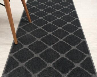 Machine Washable Carpet Runner Rug Mat for Entry Hallway Kitchen Laundry, Non Skid, 26 Inch Wide X Your Choice of Length, Anthracite Grey