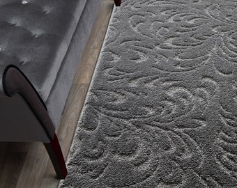 Custom Length Hallway Runner Rug, Slip Resistant, 26 Inch Wide X Your Choice of Length, Sold and Priced Per Foot, Anthracite Grey