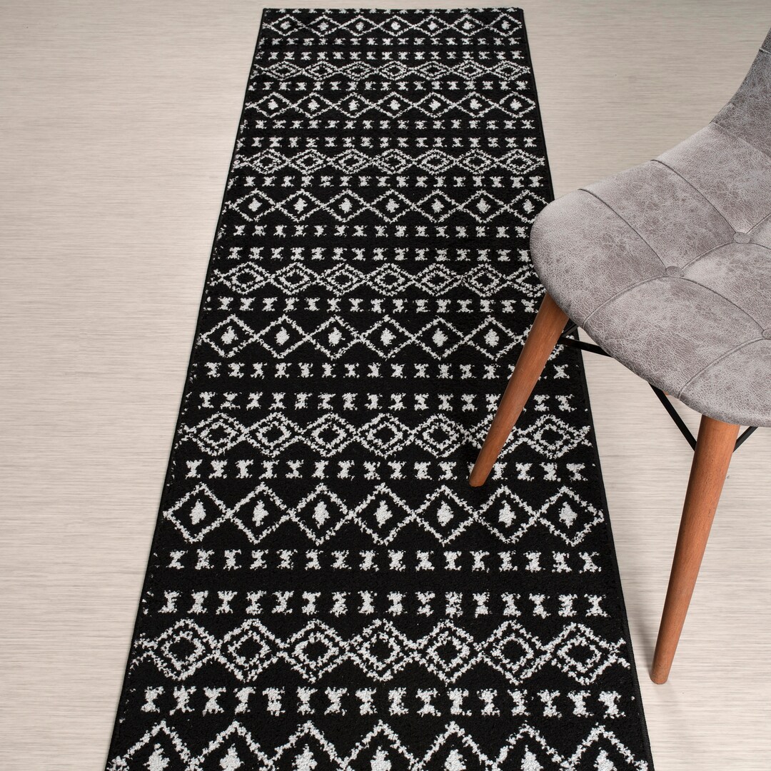 Silver Runner Rug Non-slip Washable Black & Silver Hallway Carpet Runner Rug for Kitchen ...
