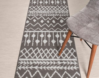 Non-Slip Washable Grey Hallway Carpet Runner Rug for Kitchen, Bedroom, Bathroom, Entryway, Stairs ! 26 Inch Wide X Custom Length Floor Mat