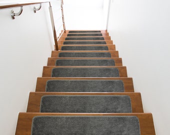Slip Skid Resistant Latex Rubber Backed Stair Treads, 9'' x 28'', Solid Grey, Ready to Use, No Glue or Adhesive, Instant Traction for Stairs