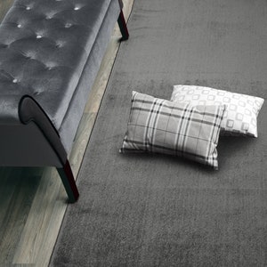 Custom Length Hallway Kitchen Entryway Runner Rug, Non Slip Backing, 31 Inch Wide X Your Choice of Length, Machine Washable, Solid Grey