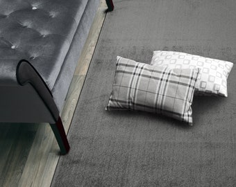 Custom Length Hallway Kitchen Entryway Runner Rug, Non Slip Backing, 31 Inch Wide X Your Choice of Length, Machine Washable, Solid Grey