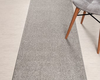 Non Slip Heavy-Duty Carpet Rug Runner , Custom Length,  26 Inch Wide X Your Choice of Length, Sold and Priced Per Foot, Silver & Grey