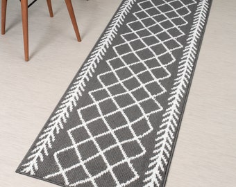Grey Non Slip Hallway Kitchen Runner Rug, 26 Inch Wide X Your Choice of Length, Custom Length Floor Mat