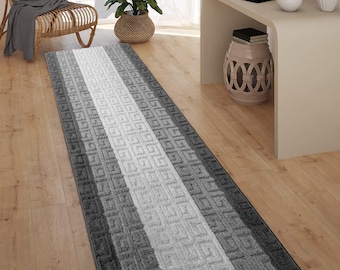 Non-Slip, Gray,  Washable Carpet Runner Rug with Rubber Backing, Custom Length Floor Mat for Kitchen Hallway Stairs Bedroom Bathroom Entry