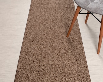 Non Slip Heavy-Duty Carpet Rug Runner , Custom Length,  26 Inch Wide X Your Choice of Length, Sold and Priced Per Foot, Brown & Camel