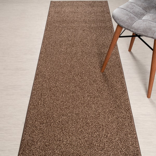 Non Slip Heavy-Duty Carpet Rug Runner , Custom Length,  26 Inch Wide X Your Choice of Length, Sold and Priced Per Foot, Brown & Camel