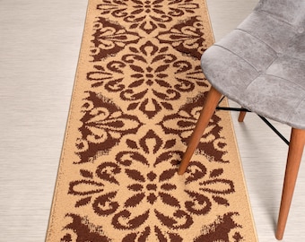 Custom Length Non-Slip Washable Runner Rug for Bathroom Kitchen Bed Room Hallway, 26 Inch Wide X Your Choice of Length, Mahal Beige