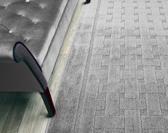 Non Slip Grey Hallway Kitchen Runner Rug, 26 Inch Wide X Your Choice of Length, Custom Length Carpet Floor Mat, Washable