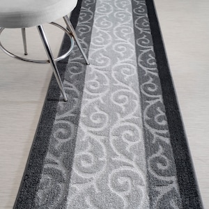 Custom Size Hallway Runner Rug, Slip Resistant, 26 Inch Wide X Your Choice of Length, Sold and Priced Per Foot, Grey