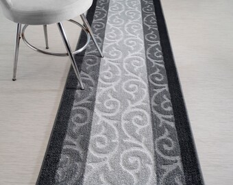 Custom Size Hallway Runner Rug, Slip Resistant, 26 Inch Wide X Your Choice of Length, Sold and Priced Per Foot, Grey
