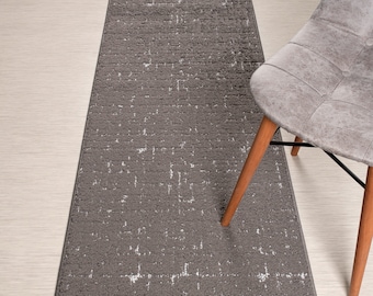 Custom Length Non-Slip Washable Runner Rug for Bathroom Kitchen Bed Room Hallway, 26 Inch Wide X Your Choice of Length, Vintage Grey