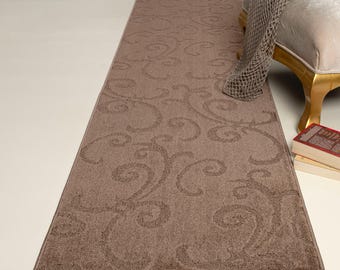 Cappuccino Hallway Runner Rug: Non-Slip Washable Polyester, Custom Length