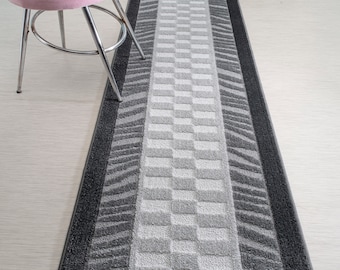 Custom length Non-Slip Washable Runner Rug Mat for Bathroom Kitchen Bed Room Hallway, 26 Inch Wide X Your Choice of Length, GREY