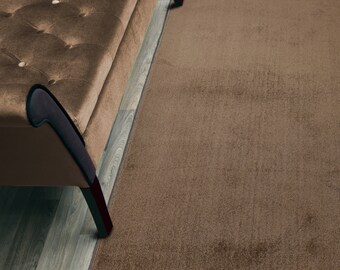 Custom Length Hallway Runner Rug, Slip Resistant, 26 Inch Wide X Your Choice of Length, Sold and Priced Per Foot, Solid Cappuccino