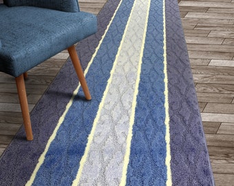 Custom Length Hallway Runner Rug, Slip Resistant, 26 Inch Wide X Your Choice of Length, Sold and Priced Per Foot, Blue