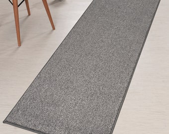Heavy Duty Non-Slip Grey Hallway Kitchen Runner Rug, Washable-Rubber Backed, Custom Size Floor Mat for Entryway Stairs Bedroom Bathroom