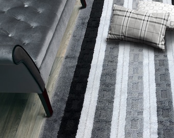 Custom Length Hallway Runner Rug, Slip Resistant, 26 Inch Wide X Your Choice of Length, Sold and Priced Per Foot, Grey