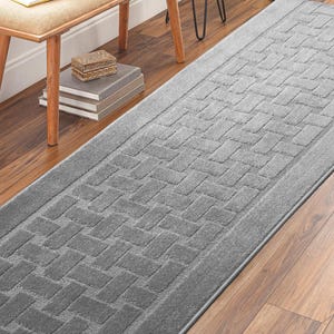 Non-slip Washable Grey Hallway Carpet Runner Rug for Kitchen, Bedroom, Bathroom, Entryway, Stairs ! 26 Inch Wide X Custom length